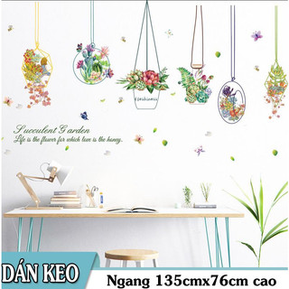 Decal trang trí tường - Nhiều Chậu Hoa day hiện đại sắc nét 02-BA7226