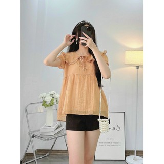 Áo bấu tơ 2 lớp, cổ sen thắt nơ - a1