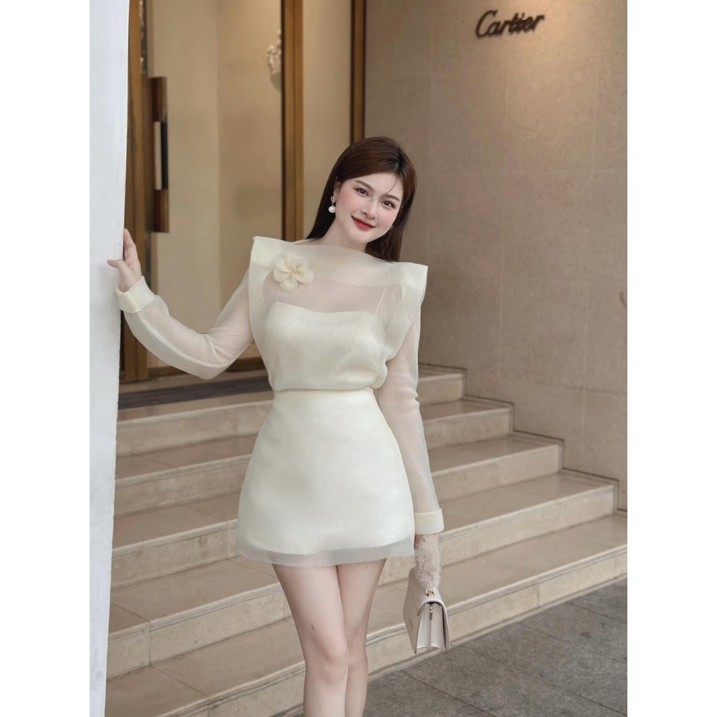 Set áo thiết kế kèm chân váy phối voan sang chảnh-SAMI dress