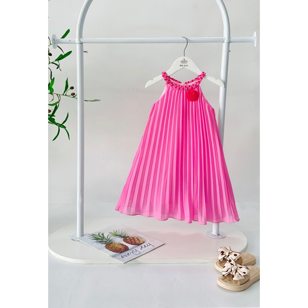 ĐẦM DẬP LY CỔ YÊM THẮT BÍM DÀNH CHO BÉ ĐI CHƠI BIỂN