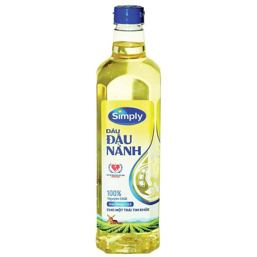 Dầu ăn Tường An đậu nành, Meizan Gold, Simply đậu nành 1L