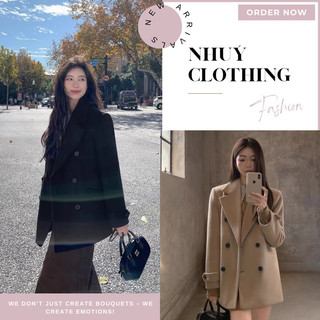 Áo blazer dạ lông cừu chính hãng Mulvan dáng lỡ lót chần bông NY6