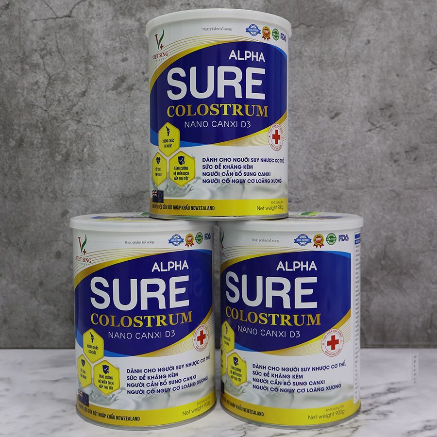 Sữa bột cho người lớn tuổi Alpha Sure Gold Colostrum Canxi Nano MK7 Glucosamin - Hộp 900G