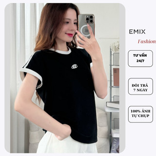 Áo thun cổ tròn thêu chữ B Emix Aobabytee866/P2K1
