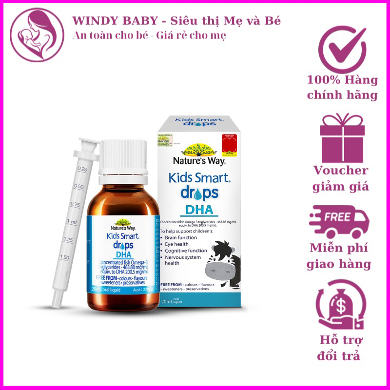 DHA Nature’s Way Kids Smart DHA Drops của Úc 20ml - Phát triển trí não, tăng cường thị lực, ngủ ngon