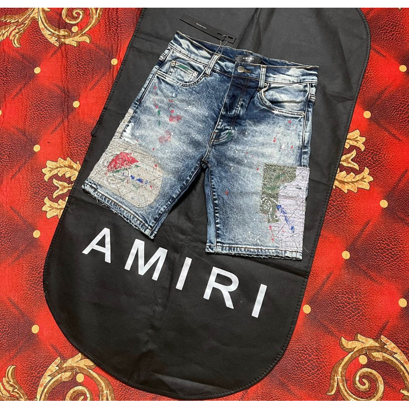 Quần jeans short AMIRI vẩy sơn bản likeauth