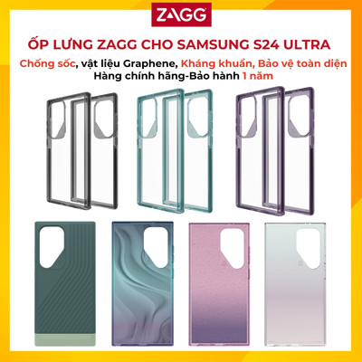 Ốp lưng Zagg cho Samsung S24 Ultra - Chống sốc, vật liệu Graphene, kháng khuẩn bảo vệ toàn diện - Hàng chính hãng BH1năm