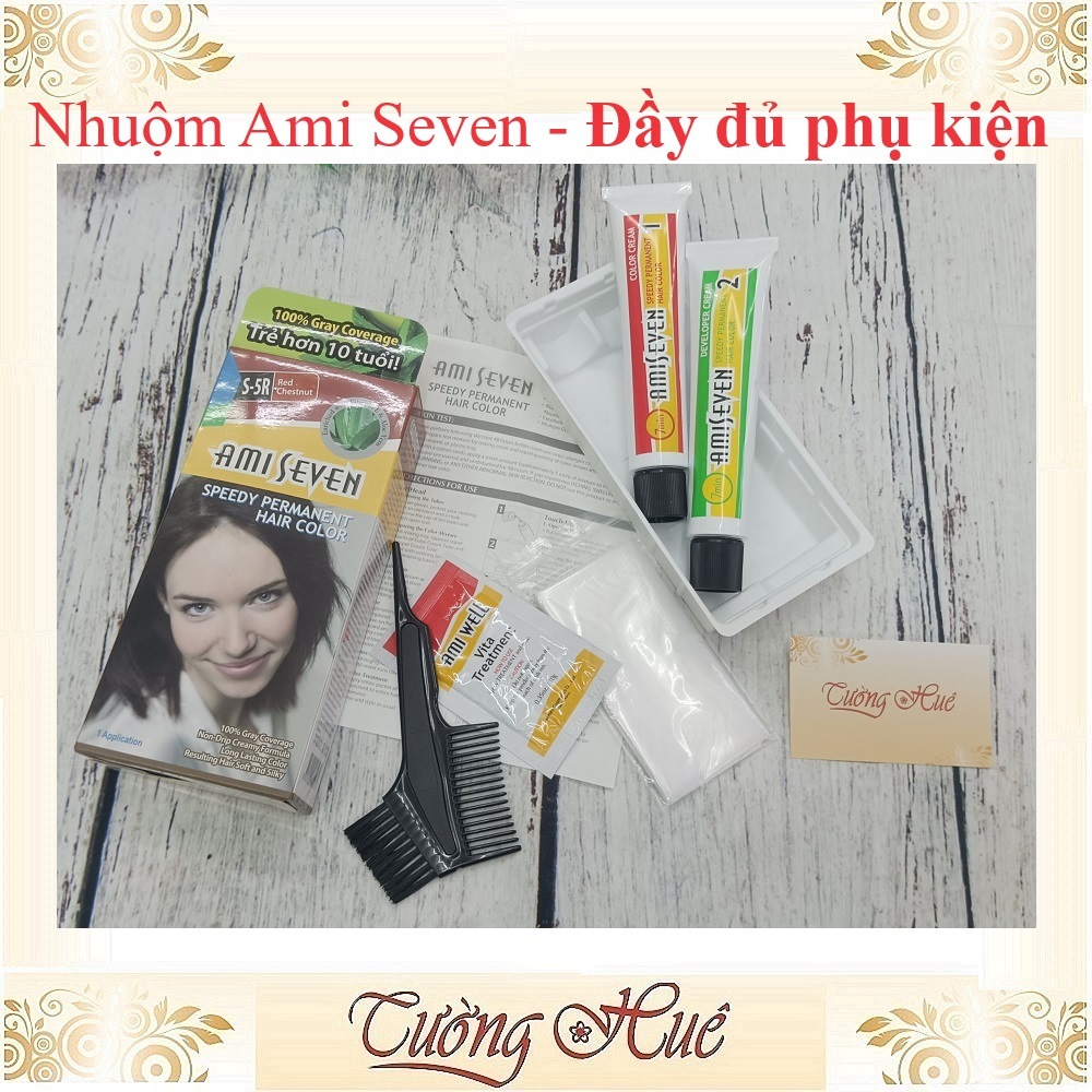 [ĐẦY-ĐỦ-PHỤ-KIỆN] Thuốc nhuộm tóc Ami Seven S6 Dark Brown (Nâu đậm)