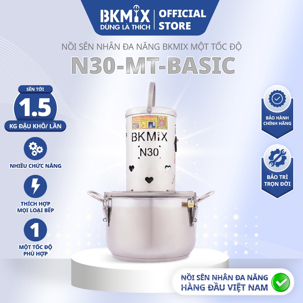 Nồi Sên Nhân Đa Năng BKMIX 1.5KG N30-MT-BASIC Điều Tốc Cao Cấp Full phụ kiện