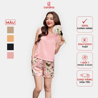 Bộ lụa nữ CARDINA chất liệu lụa satin Nhật mềm mại phom dáng basic rộng vừa phải trẻ trung thoải mái 4BSN01