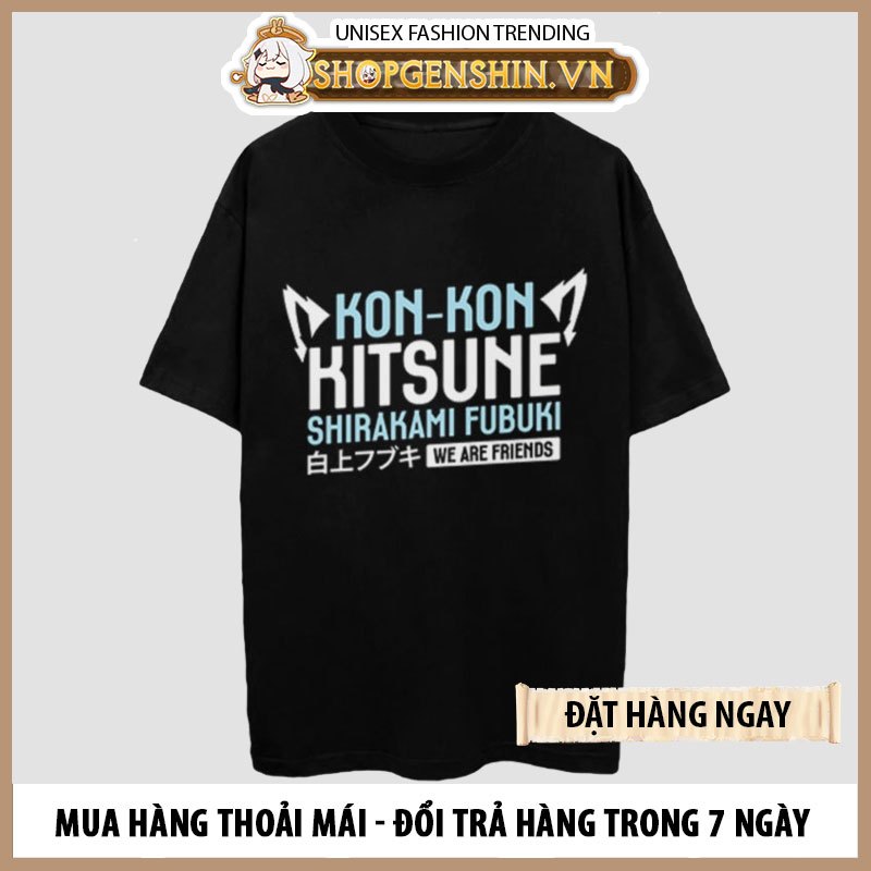 Áo thun Hololive Shirakami Fubuki (Black) ngắn tay