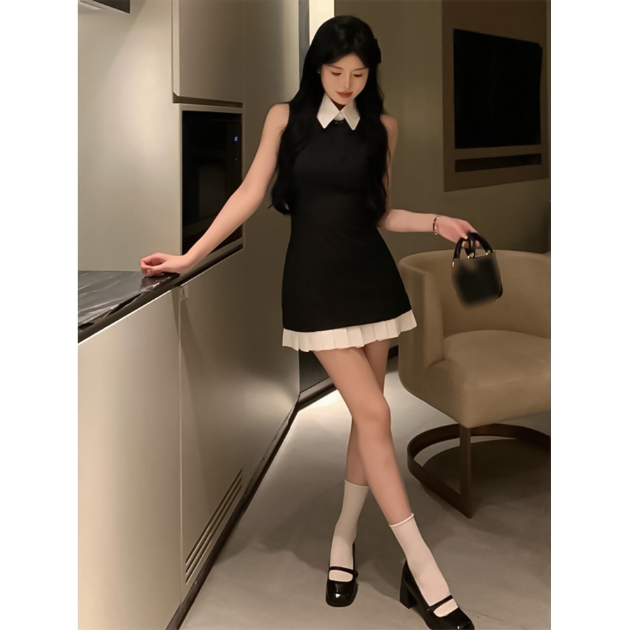 Set váy nữ cổ polo, Váy xinh dáng ngắn phối viền chân váy xếp ly, sát nách ôm body sang chảnh, VTN93 | BigBuy360 - bigbuy360.vn