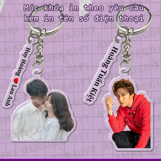 Móc khóa cắt theo viền tách nền theo yêu cầu, kèm treo tên số điện thoại tiện lợi, tránh mất chìa khóa