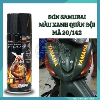 Sơn Xịt Samurai màu xanh quân đội 20/142 chuyên dùng cho xe máy chống cháy, chống rạn nứt