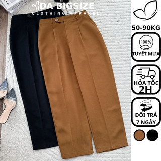 DA BIGSIZE - Quần Bigsize Nữ Kiểu Ống Đứng Phối Nút Đi Chơi Đi Làm Với Chất Tuyết Mưa Mềm Mịn Dành Cho Người Mập 50-90kg