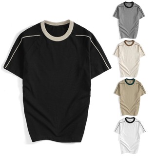 Áo thun nam nữ phối tay đơn giản, áo phông cotton nam nữ phối viền NAM01