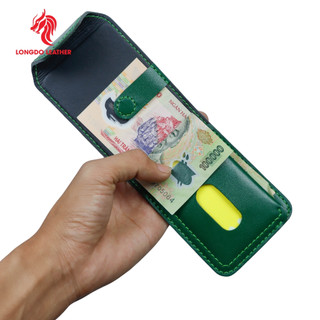 Ví nam xanh lá cây ví sen 5 thương hiệu Longdo Leather