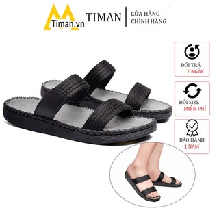 Dép nam đẹp quai ngang kiểu quai hậu đế cao su chất liệu da lê cao cấp bảo hành 1 năm DL62 TIMAN