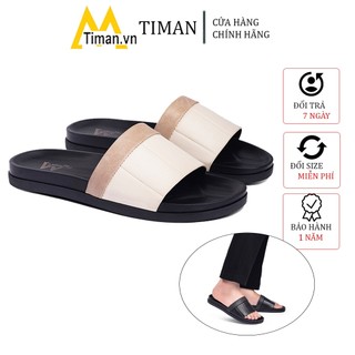 Dép nam đẹp quai ngang kiểu quai hậu đế cao su chất liệu da bò cao cấp bảo hành 1 năm DL45 TIMAN