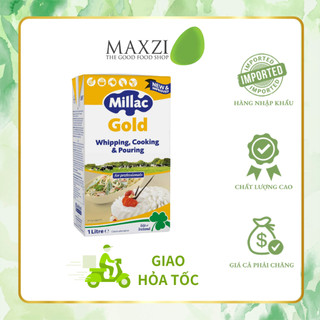 Kem Sữa đa dụng Millac Gold 32-34% fat 1L dùng để nấu ăn, làm bánh kem, cupcake, pha chế - Maxzi