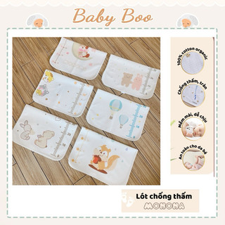 Lót chống thấm Monona siêu mềm, thâm hút tốt, thiết kế 2 lớp, mặt trên cotton, mặt dưới nilon 50x70cm cho bé Babyboo