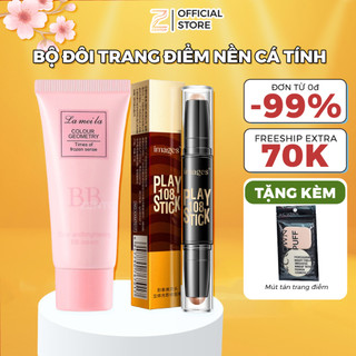 Combo Kem nền và Bút tạo khối kem che khuyết điểm Bioaqua và bút tạo khối trang điểm chuyên nghiệp Zentop