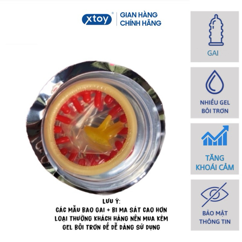 Bao Cao Su Siêu Gai Gold XTOY Tăng Khoái Cảm Lẻ 1 Chiếc bcs