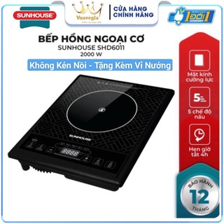 Bếp điện hồng ngoại Sunhouse SHD6011, Công suất 2000W, mặt kính cường lực cao cấp HÀNG CHÍNH HÃNG 24 THÁNG