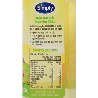 Dầu hạt cải Simply 1L