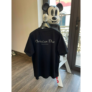 Áo thun - ChristianĐior - Couture vải wash rách black đen new