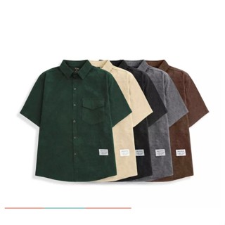 Áo sơ mi nam nữ tay ngắn chất nhung tăm cao cấp kiểu dáng form rộng, unisex, basic mặc cực đẹp Leoclothings