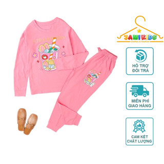 Bộ dài tay bé gái JAMIKIDS size đại thun cotton xuất dư mềm mát 20-48kg