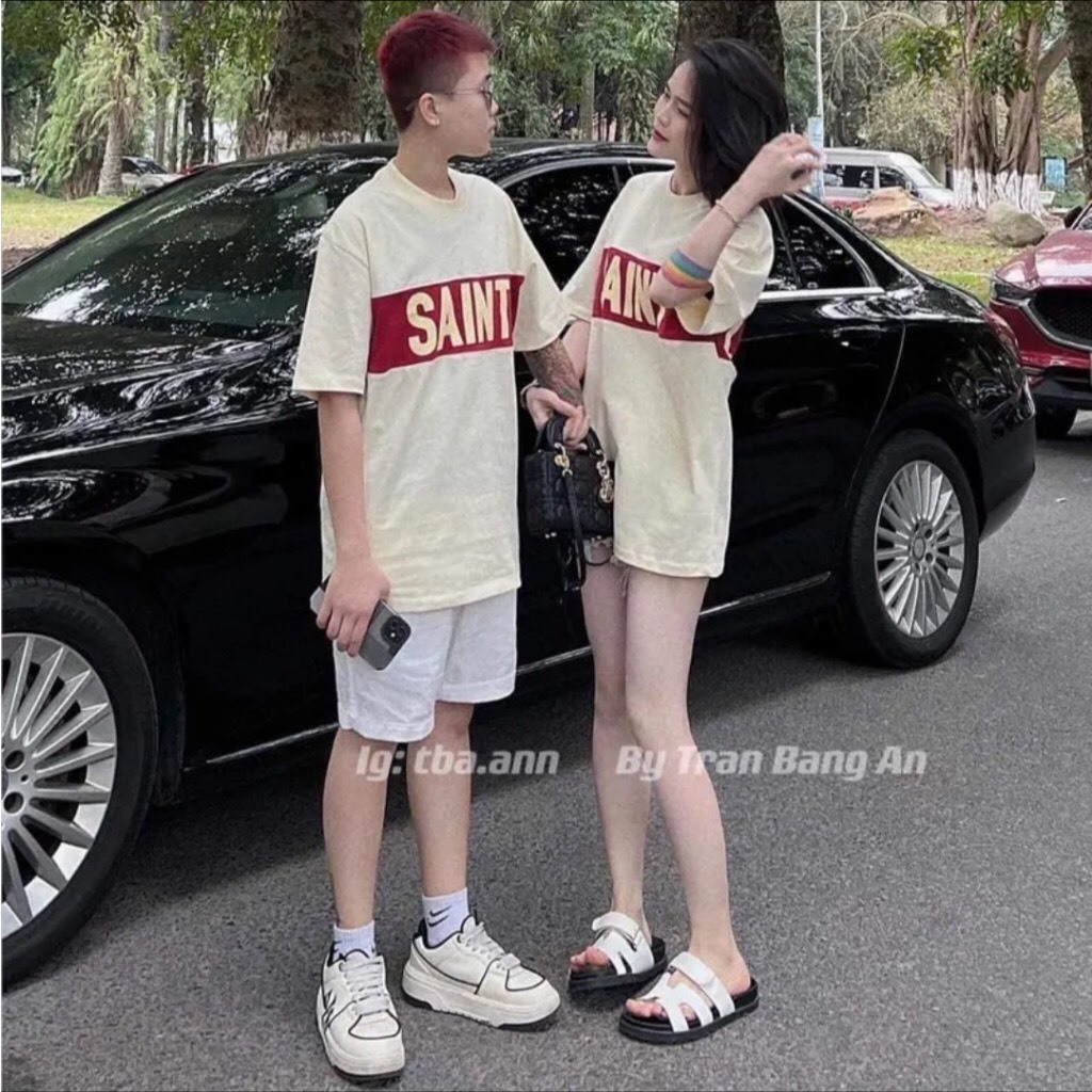 Áo phông nam nữ SAINT, áo cặp đôi unisex dáng rộng chất cotton mát mịn