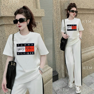 Sét bộ nữ dài cotton quần ống rộng thêu cao cấp