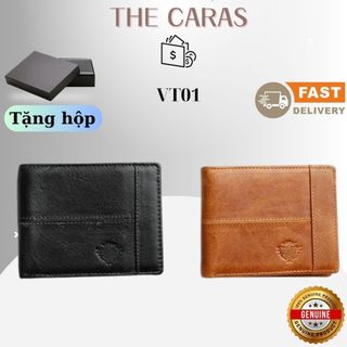 Ví da nam thật dáng ngang cao cấp thiết kế độc đáo sang trọng - the caras | ví vt01