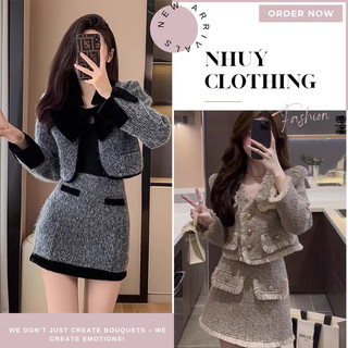 (HANG ORDER) set dạ tweed tiểu thư oder /áo khoác trờ đông hàng Quảng Châu Trung Quốc loại đẹp NY 14