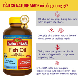 Dầu cá Nature Made Fish Oil 1200mg giúp hỗ trợ tim mạch