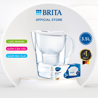 Combo bình lọc nước brita marella xl 3.5l kèm hộp 3 lõi lọc brita maxtra plus trắng