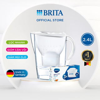 Combo bình lọc nước brita marella cool 2.4l kèm hộp 3 lõi lọc brita maxtra plus trắng