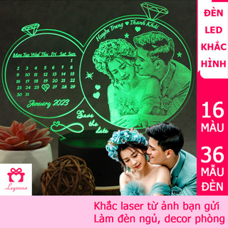Quà Tặng Kỷ Niệm Đám Cưới Cho Bạn Thân, Quà Tặng Vợ Chồng - Đèn Led Khắc Ảnh Chân Dung - Mẫu Tròn 10