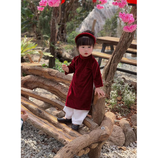 Pass áo dài nhung thiết kế bé gái 8 - 10kg - Mii