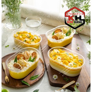 100 Hộp oval XY150G đựng bánh lạnh tiramisu, panna cotta, mousse