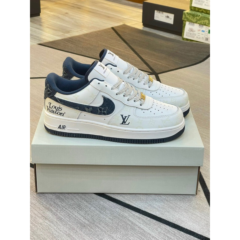 GIÀY AF1 LV XANH THAN Giày Thể Thao Nike_Air Force 1 Louis Vuitton dạ