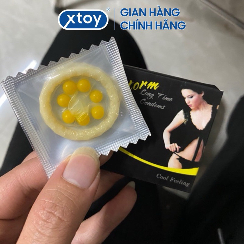 Bao cao su bi STORM, 7 viên bi, hương dâu rừng quyến rũ, tăng khoái cảm, kéo dài time