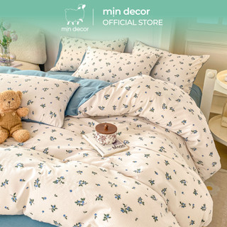 Bộ Chăn Ga Gối Cotton Đũi Flower Mịn Decor, Ga Giường Đủ Size 1m2 Đến 2m2 Bo Chun Làm Phủ (Không Kèm Ruột) - HT Vintage