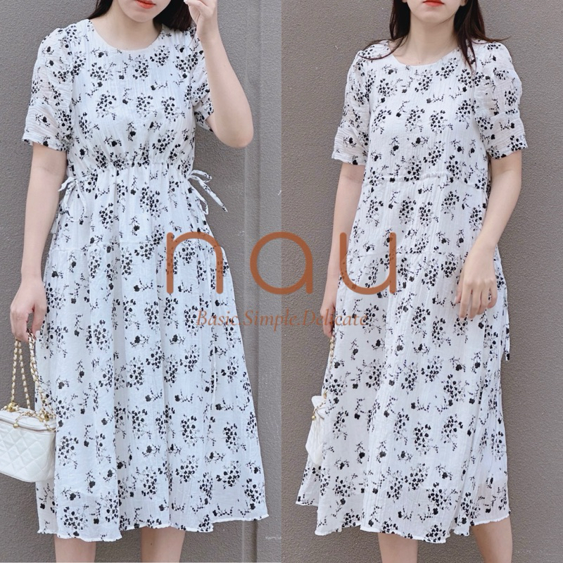 Đầm hoa in rút dây eo tuỳ ý