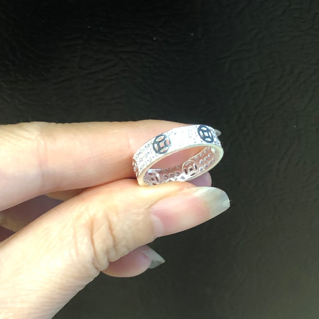 Nhẫn kim tiền tài lộc bạc ta, Nhẫn đôi đồng xu kim tiền bạc ta đính đá Trang Sức Minh Tâm