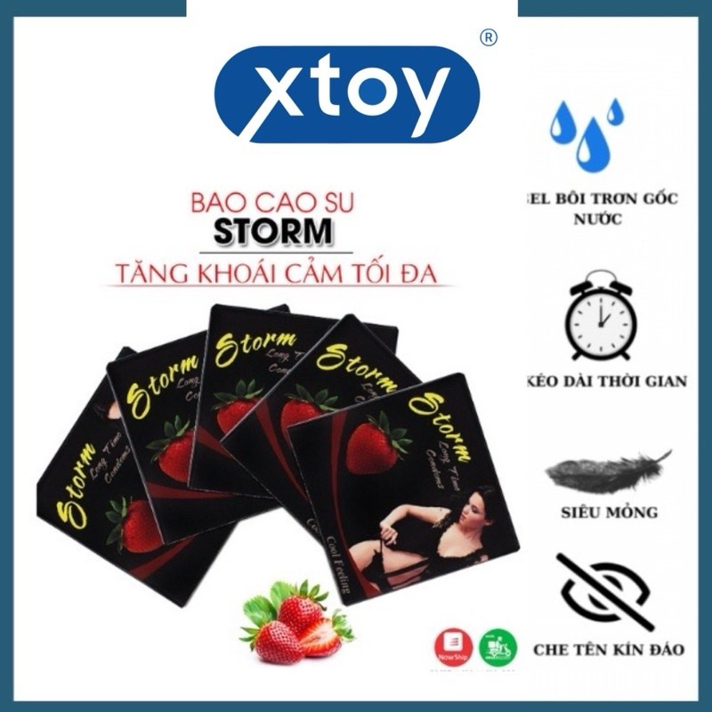 Bao cao su bi STORM, 7 viên bi, hương dâu rừng quyến rũ, tăng khoái cảm, kéo dài time