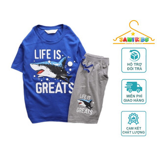 Bộ đồ ngắn tay bé trai JAMIKIDS size đại cồ chất thun cotton mềm mát từ 28-65kg