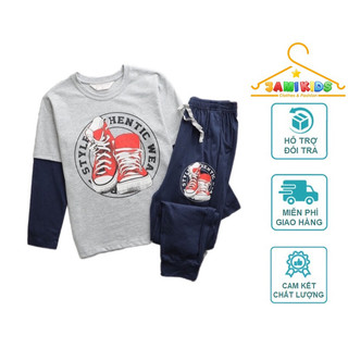 Bộ dài thu đông bé trai JAMIKIDS, Bộ thun cotton dài tay bé trai size đại 29-65kg
